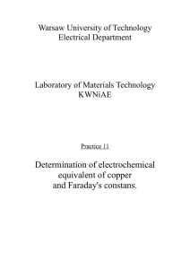 Determination of electrochemical equivalent of copper and