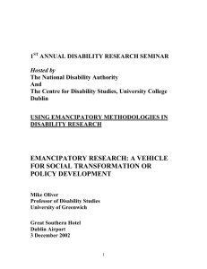 emancipatory research - Centre for Disability Studies