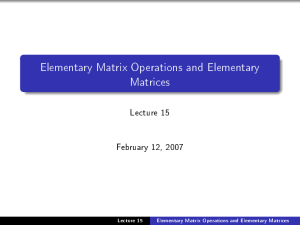 Elementary Matrix Operations and Elementary Matrices