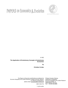 The Application of Evolutionary Concepts in Evolutionary Economics