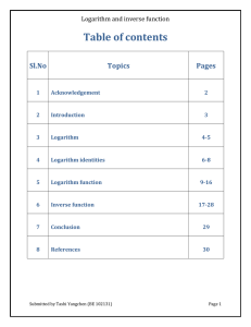 Logarithm and inverse function