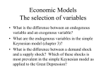 Economic Models The selection of variables
