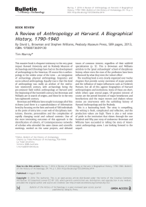 A Review of Anthropology at Harvard. A Biographical History, 1790