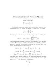 Kevin McGown: Computing Bernoulli Numbers Quickly