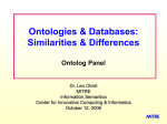 Dr. Leo Obrst MITRE Information Semantics Center for Innovative