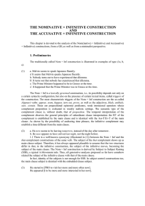 The Nominative + Infinitive construction and the Accusative +