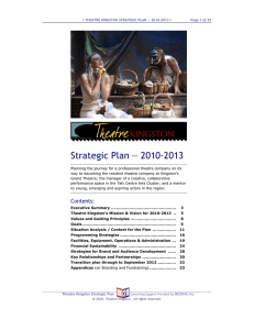 Theatre kingston Strategic Plan 2010-2013