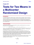 Tests for Two Means in a Multicenter Randomized Design