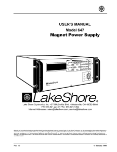Magnet Power Supply - Lake Shore Cryotronics, Inc.