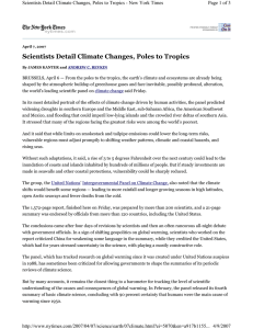 Scientists Detail Climate Changes, Poles to Tropics