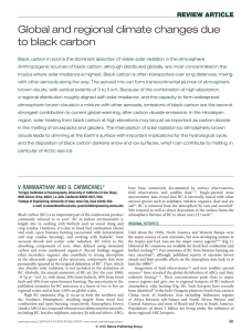 Global and regional climate changes due to black carbon