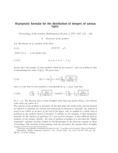 Asymptotic formulæ for the distribution of integers of various types∗