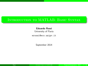 Introduction to MATLAB: Basic Syntax