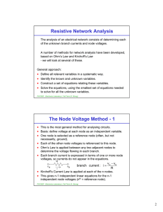 Resistive Network Analysis The Node Voltage Method