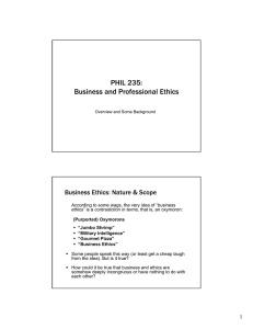 PHIL 235: Business and Professional Ethics