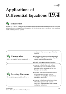 Applications of Differential Equations