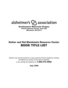 book title list - Alzheimer`s Association