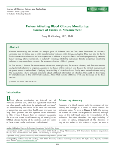 Factors Affecting Blood Glucose Monitoring: Sources of Errors in