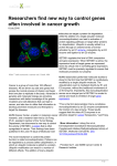 Researchers find new way to control genes often involved in cancer