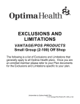Exclusions and Limitations, Vantage/POS Products, Small Group (2