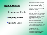 Types of Products Convenience Goods Shopping Goods Specialty