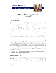What is Philosophy, Anyway?