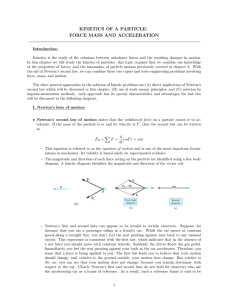 KINETICS OF A PARTICLE: FORCE MASS AND ACCELERATION