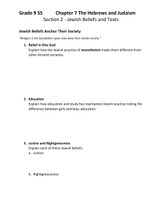 Section 2 - Jewish Beliefs and Texts