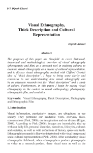 Visual Ethnography, Thick Description and Cultural Representation