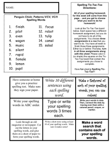 Write 10 different sentences using each spelling word.