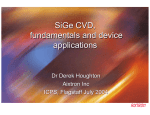 SiGe CVD, fundamentals and device applications SiGe CVD