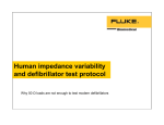 Human impedance variability and defibrillator test protocol