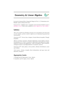 M1GLA: Geometry and Linear Algebra Lecture Notes