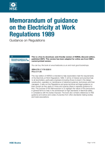 Memorandum of guidance on the Electricity at Work