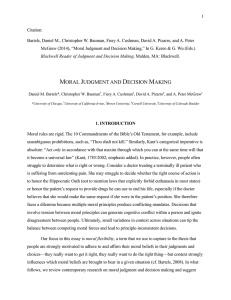 moral judgment and decision making - Fiery Cushman