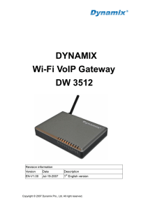 DYNAMIX Wi-Fi VoIP Gateway DW 3512 Technical Manaul