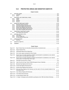12.0 PROTECTED AREAS AND SENSITIVE HABITATS
