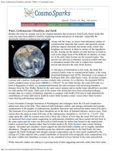 Water, Carbonaceous Chondrites, and Earth