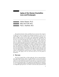 Aging of the human crystalline lens and presbyopia