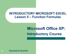 3 Excel – Lesson 5 Microsoft Office XP: Introductory Course