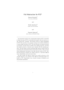Full abstraction for PCF - Department of Computer Science, Oxford