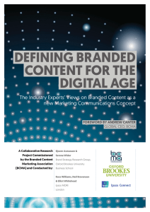 DEFINING BRANDED CONTENT FOR THE DIGITAL AGE