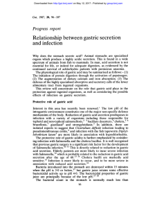 Relationship between gastric secretion and infection