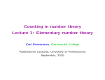 Counting in number theory Lecture 1: Elementary number theory