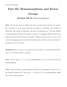 Part III. Homomorphisms and Factor Groups