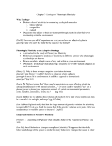 Chapter 7- Ecology of Phenotypic Plasticity