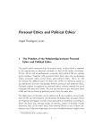 Personal Ethics and Political Ethics