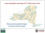 How will global warming of 2 C affect New York?