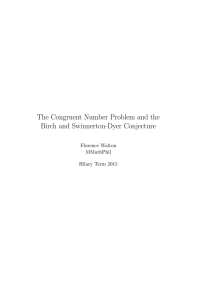 The Congruent Number Problem and the Birch and Swinnerton