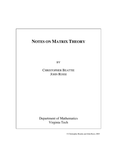 notes on matrix theory - VT Math Department